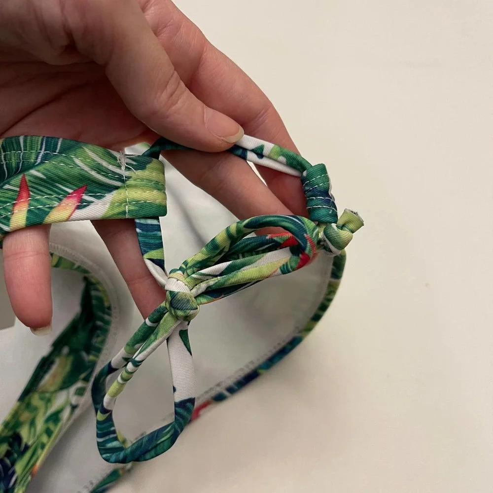 Xoxo Green Palm Print Tie Sides Bikini Bottom NWT Size Large